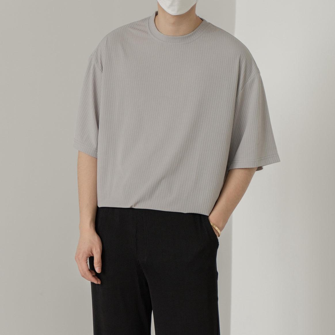 Zhou Fine Ribbed Regular Fit T-Shirt-korean-fashion-T-Shirt-Zhou's Closet-OH Garments