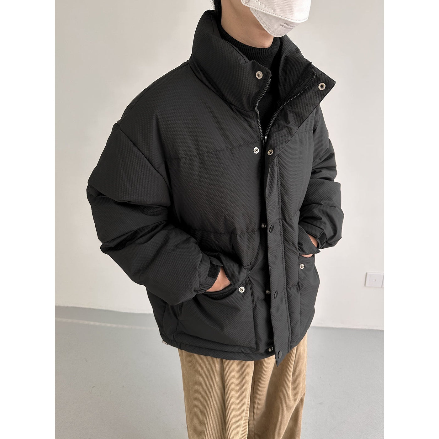 Zhou Flap Pockets Snap Down Jacket-korean-fashion-Jacket-Zhou's Closet-OH Garments