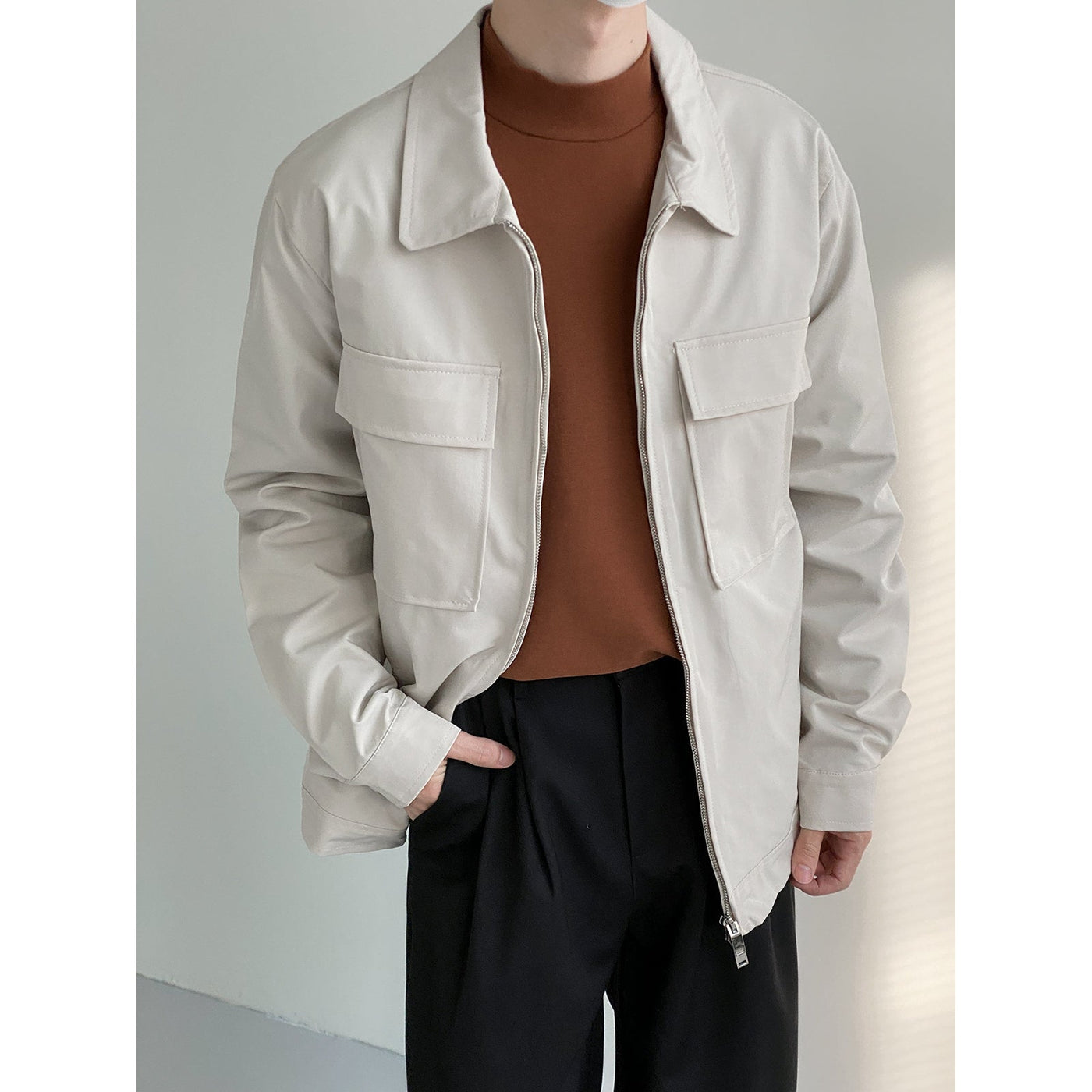 Zhou Front Pockets with Flap Jacket-korean-fashion-Jacket-Zhou's Closet-OH Garments