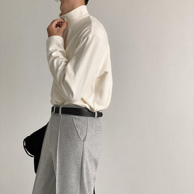 Zhou Half Turtle Neck Basic Long Sleeve T-Shirt-korean-fashion-T-Shirt-Zhou's Closet-OH Garments