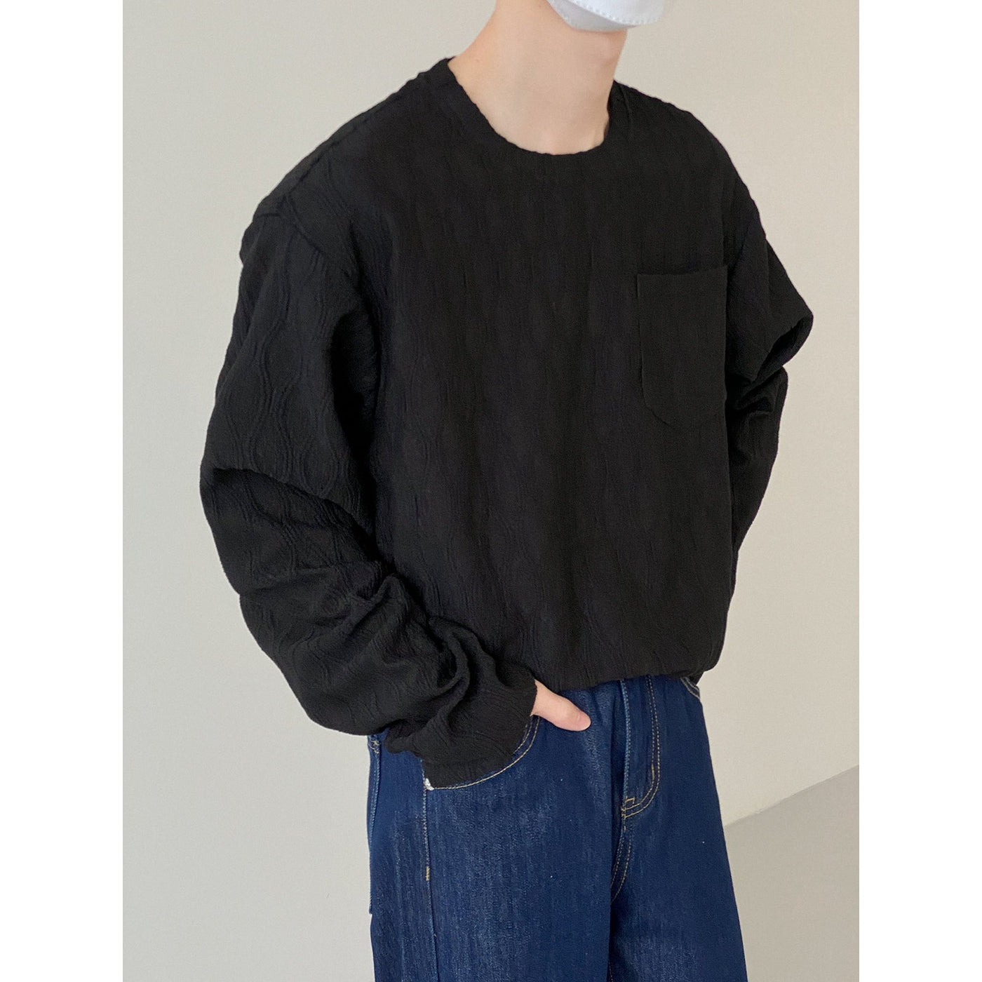 Zhou Honeycomb Detail Sheer Long Sleeve T-Shirt-korean-fashion-T-Shirt-Zhou's Closet-OH Garments