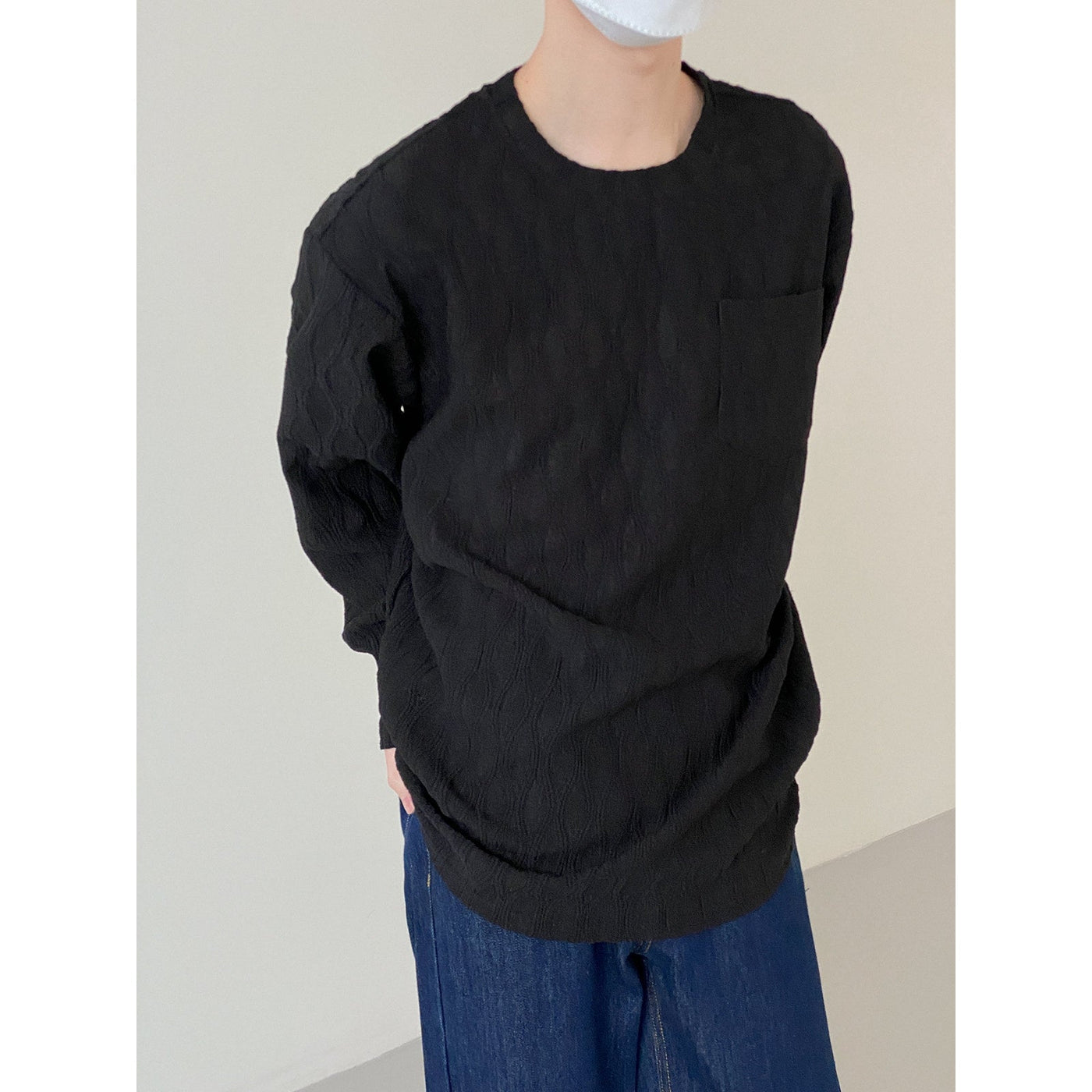 Zhou Honeycomb Detail Sheer Long Sleeve T-Shirt-korean-fashion-T-Shirt-Zhou's Closet-OH Garments