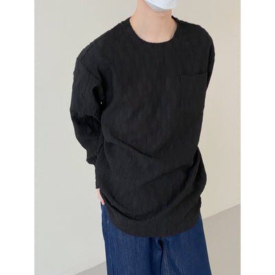 Zhou Honeycomb Detail Sheer Long Sleeve T-Shirt-korean-fashion-T-Shirt-Zhou's Closet-OH Garments