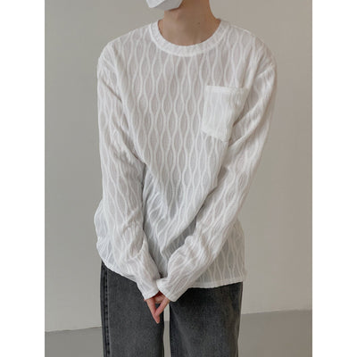 Zhou Honeycomb Detail Sheer Long Sleeve T-Shirt-korean-fashion-T-Shirt-Zhou's Closet-OH Garments