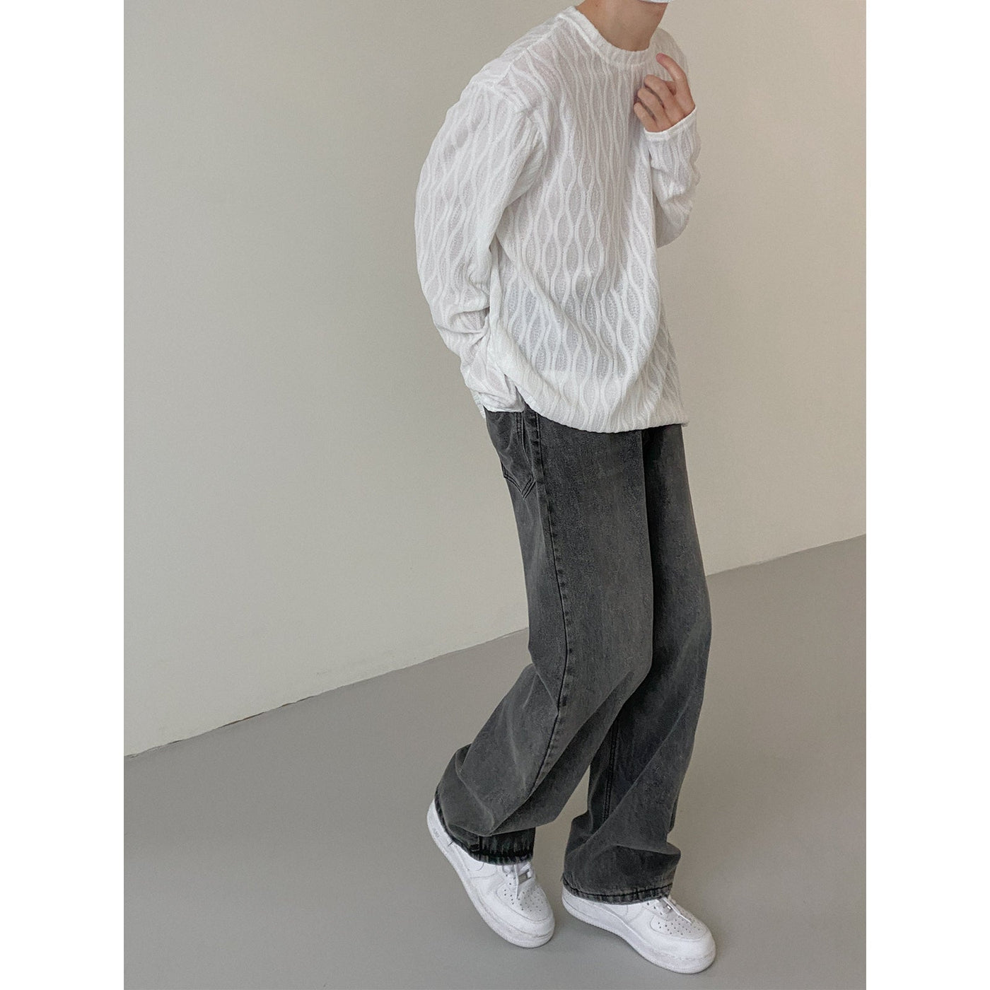 Zhou Honeycomb Detail Sheer Long Sleeve T-Shirt-korean-fashion-T-Shirt-Zhou's Closet-OH Garments