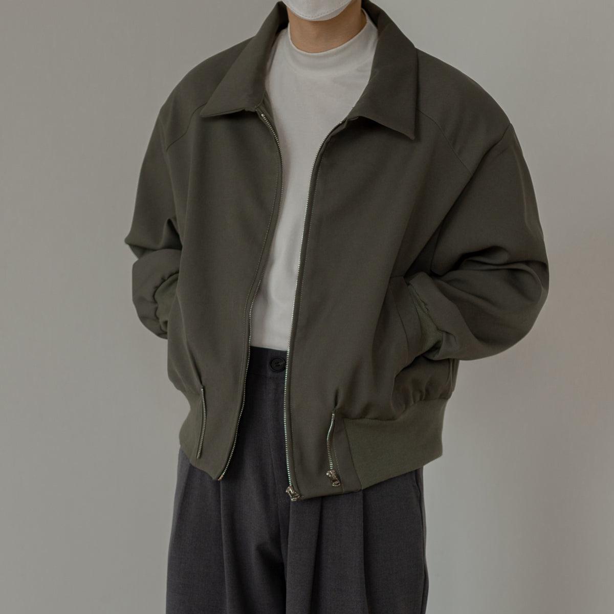 Zhou Irregular Zipper Ends Ribbed Hem Jacket-korean-fashion-Jacket-Zhou's Closet-OH Garments