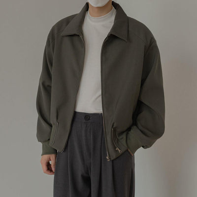 Zhou Irregular Zipper Ends Ribbed Hem Jacket-korean-fashion-Jacket-Zhou's Closet-OH Garments