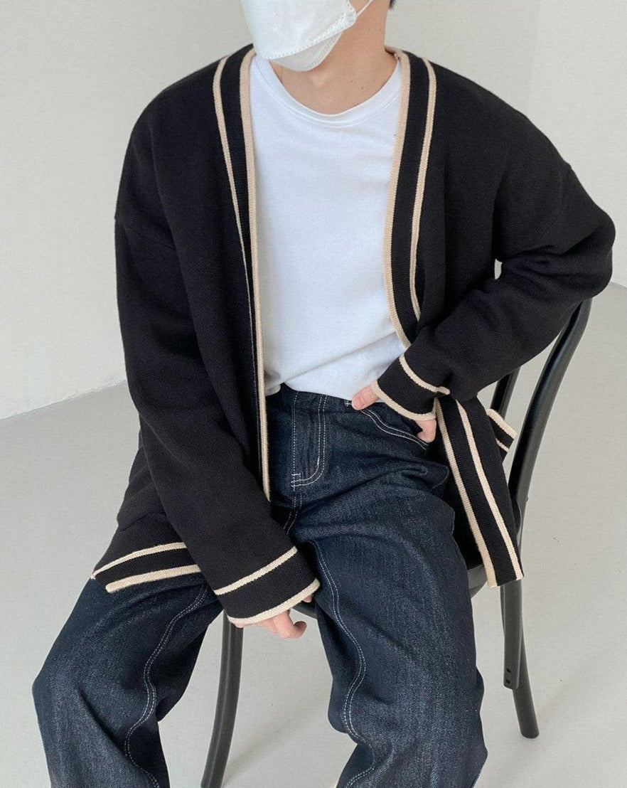 Zhou Lined Seams Detail Knit Cardigan-korean-fashion-Cardigan-Zhou's Closet-OH Garments