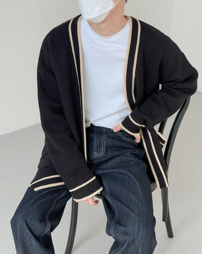 Zhou Lined Seams Detail Knit Cardigan-korean-fashion-Cardigan-Zhou's Closet-OH Garments