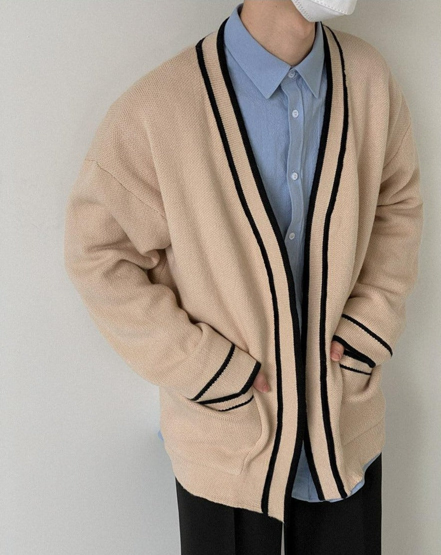 Zhou Lined Seams Detail Knit Cardigan-korean-fashion-Cardigan-Zhou's Closet-OH Garments