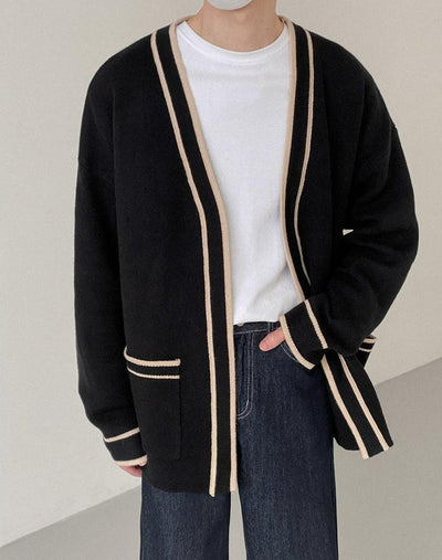 Zhou Lined Seams Detail Knit Cardigan-korean-fashion-Cardigan-Zhou's Closet-OH Garments