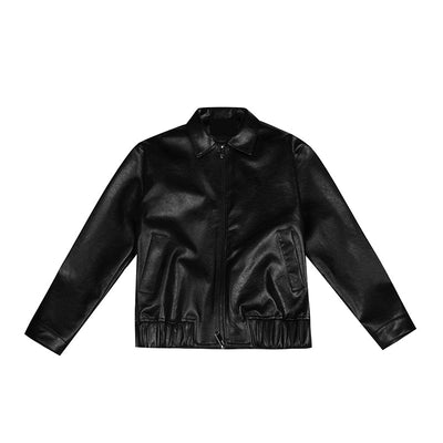 Zhou Loose Faux Leather Jacket-korean-fashion-Jacket-Zhou's Closet-OH Garments