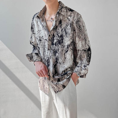 Zhou Marble Buttoned Shirt-korean-fashion-Shirt-Zhou's Closet-OH Garments