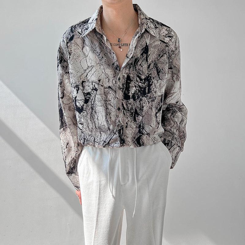 Zhou Marble Buttoned Shirt-korean-fashion-Shirt-Zhou's Closet-OH Garments