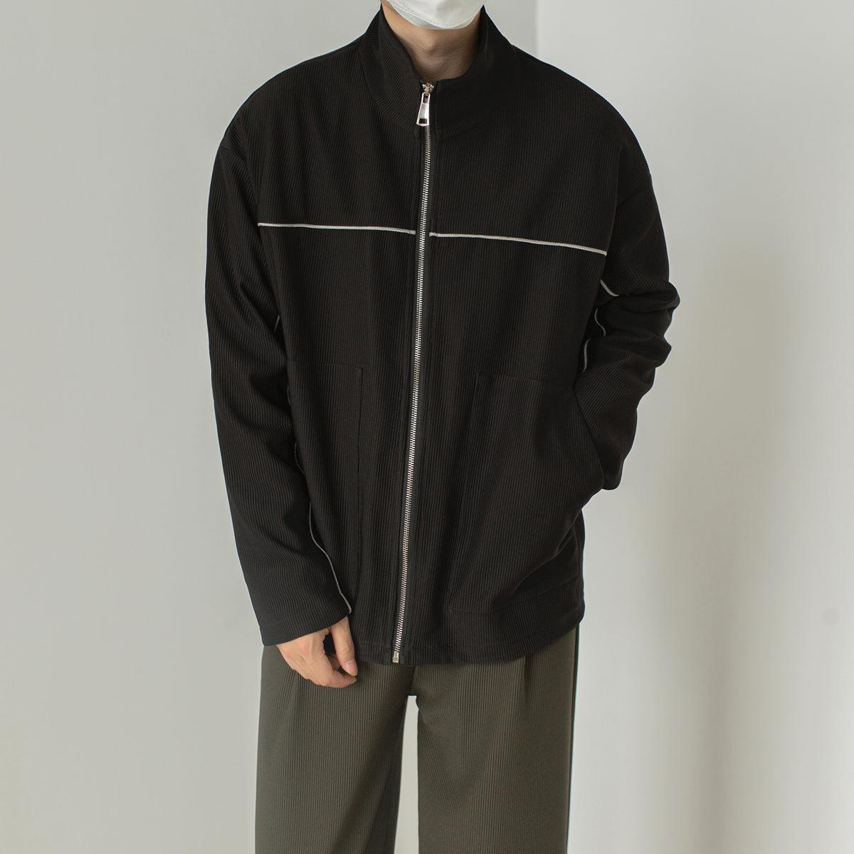 Zhou Minimal Line Zipped Jacket-korean-fashion-Jacket-Zhou's Closet-OH Garments