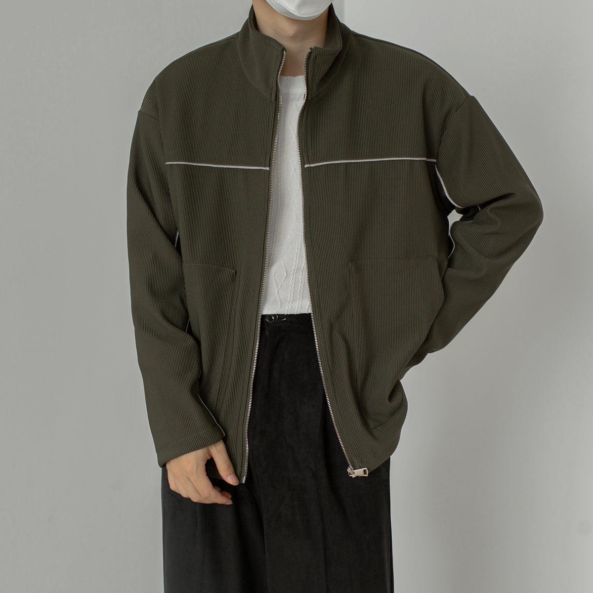 Zhou Minimal Line Zipped Jacket-korean-fashion-Jacket-Zhou's Closet-OH Garments