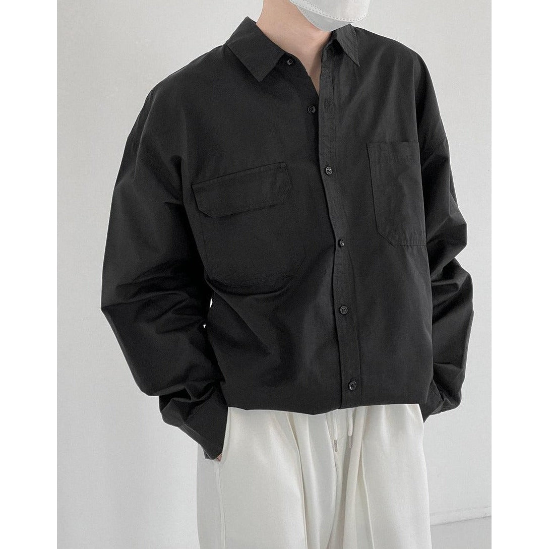 Zhou Nonparallel Pockets Shirt-korean-fashion-Shirt-Zhou's Closet-OH Garments