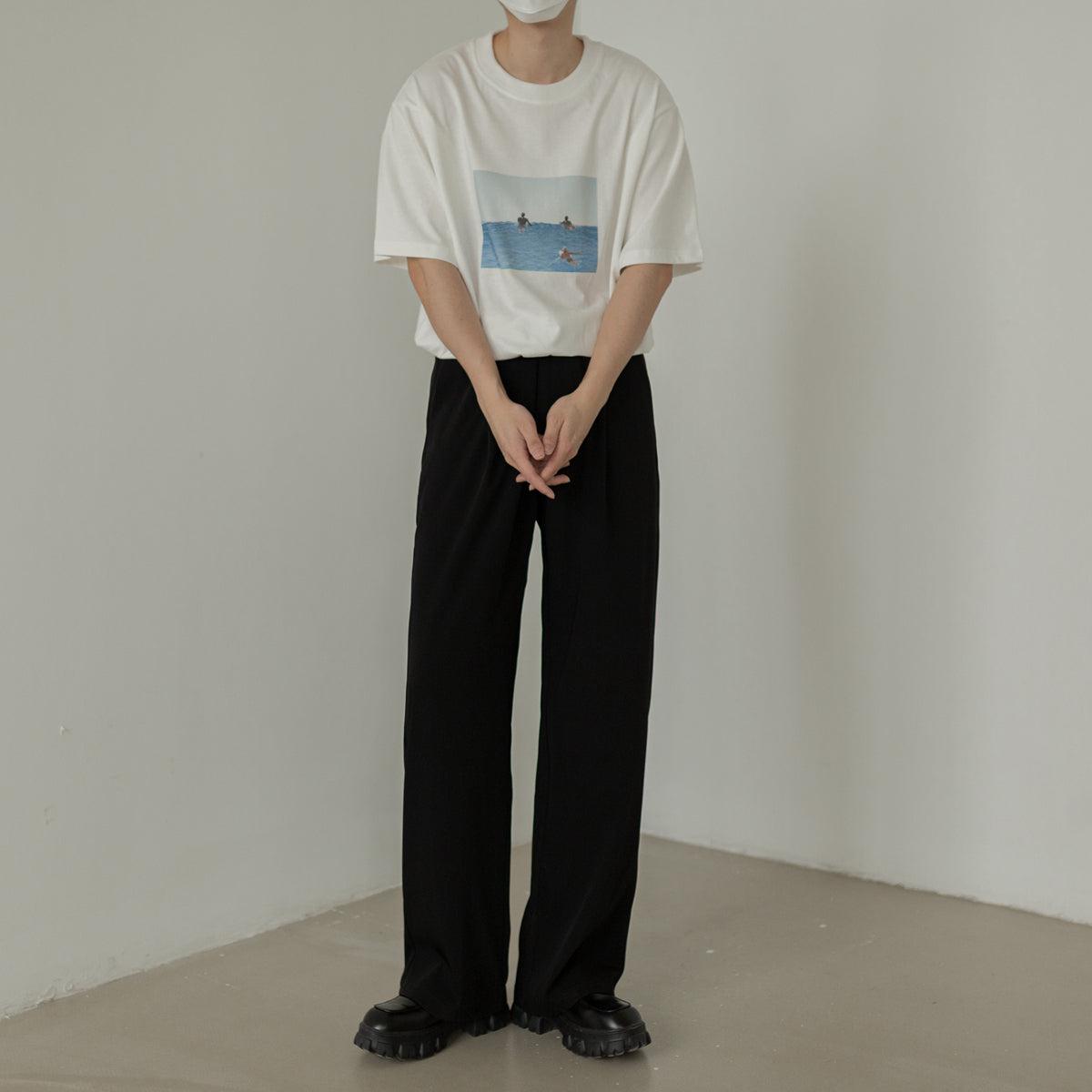 Zhou Ocean Swim Regular Fit T-Shirt-korean-fashion-T-Shirt-Zhou's Closet-OH Garments