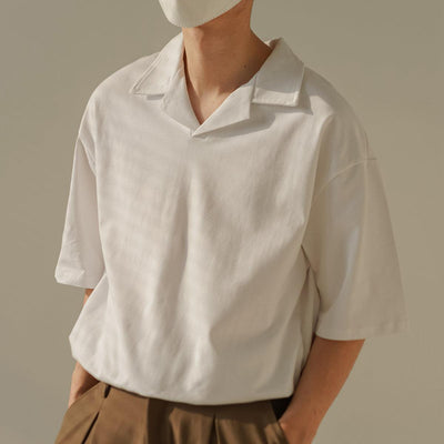 Zhou Plain Drop Shoulder Polo-korean-fashion-Polo-Zhou's Closet-OH Garments