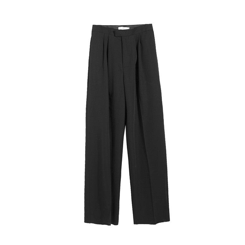 Zhou Plicated Detail Wide Leg Trousers-korean-fashion-Pants-Zhou's Closet-OH Garments