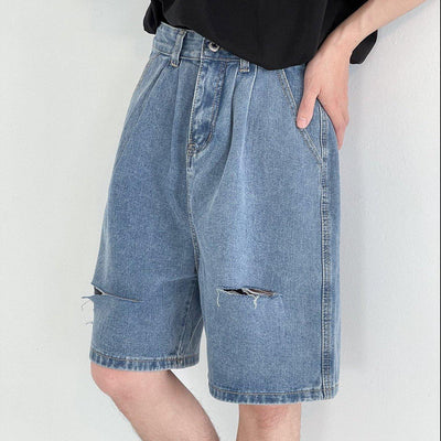 Zhou Rebel Heart Distressed Denim Shorts-korean-fashion-Shorts-Zhou's Closet-OH Garments