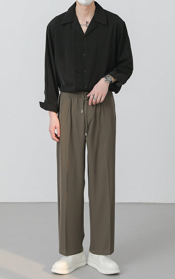 Zhou Ribbed Knit Buttoned Shirt-korean-fashion-Shirt-Zhou's Closet-OH Garments