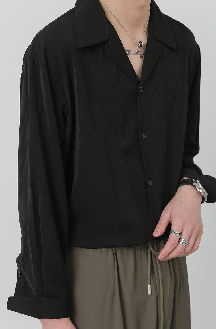 Zhou Ribbed Knit Buttoned Shirt-korean-fashion-Shirt-Zhou's Closet-OH Garments