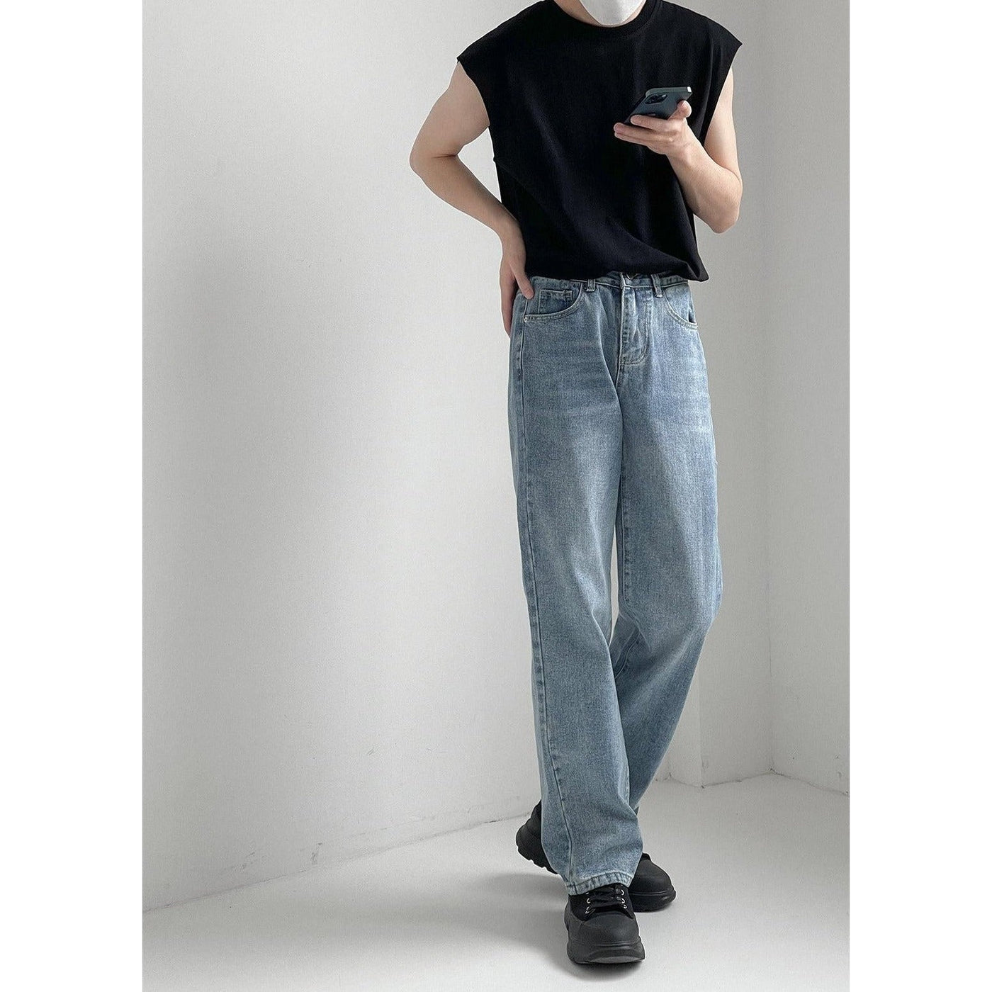 Zhou Roomy Fit Straight Cut Jeans-korean-fashion-Jeans-Zhou's Closet-OH Garments
