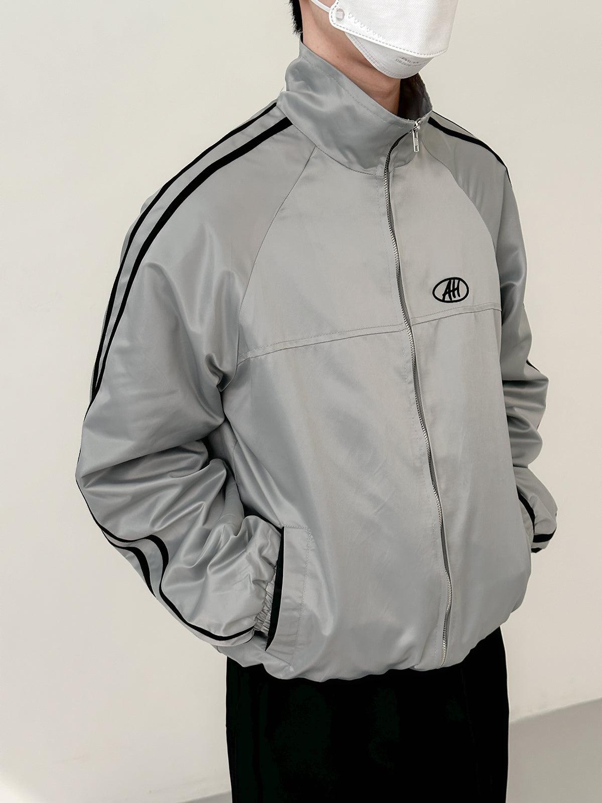 Zhou Shiny Stand-Up Collar Zipped Jacket-korean-fashion-Jacket-Zhou's Closet-OH Garments