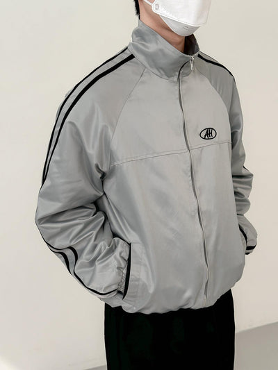 Zhou Shiny Stand-Up Collar Zipped Jacket-korean-fashion-Jacket-Zhou's Closet-OH Garments
