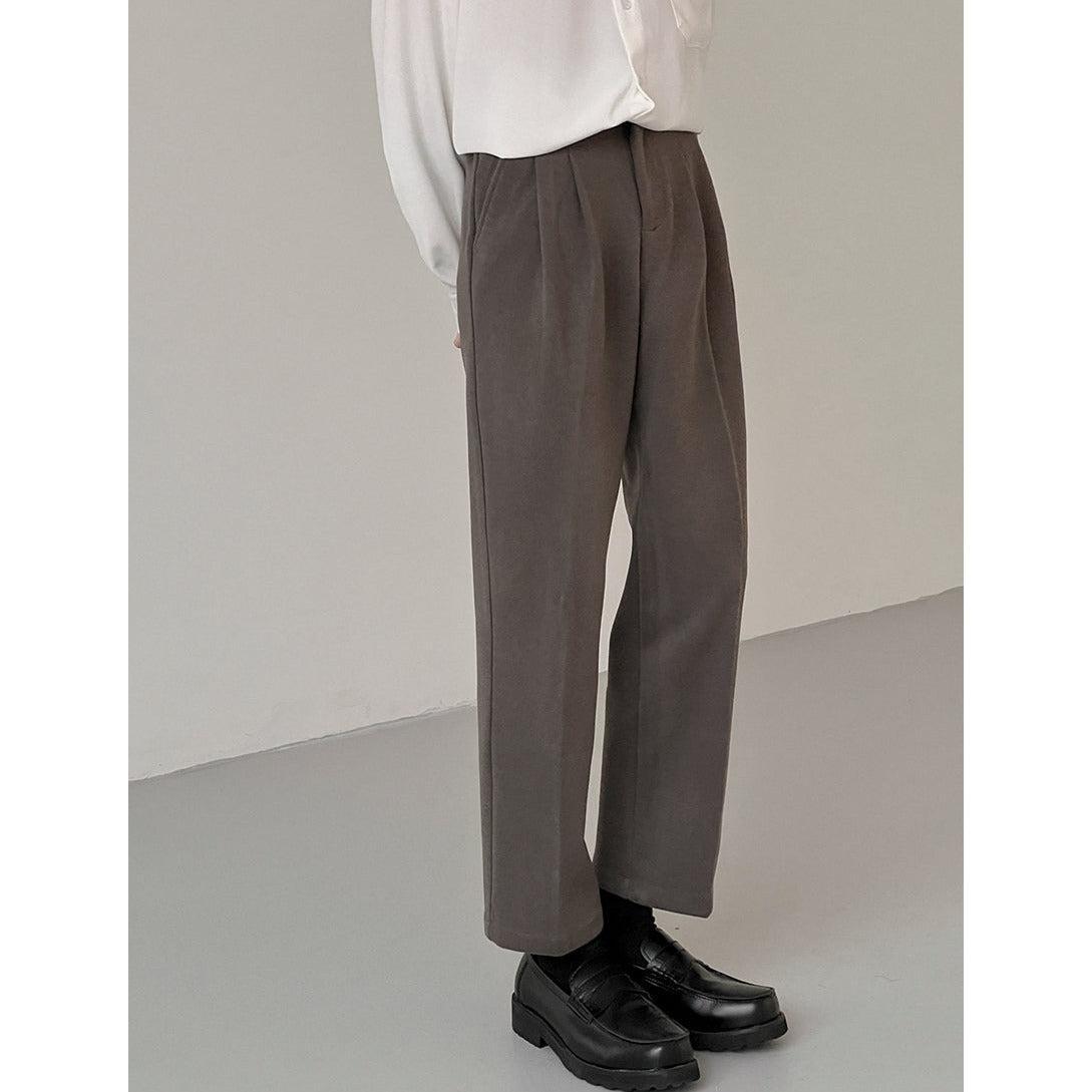 Zhou Slant Pocket Fold Pleated Trousers