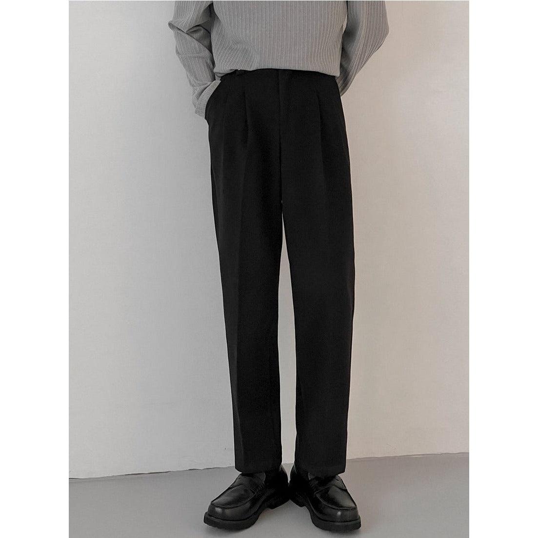 Zhou Slant Pocket Fold Pleated Trousers-korean-fashion-Pants-Zhou's Closet-OH Garments
