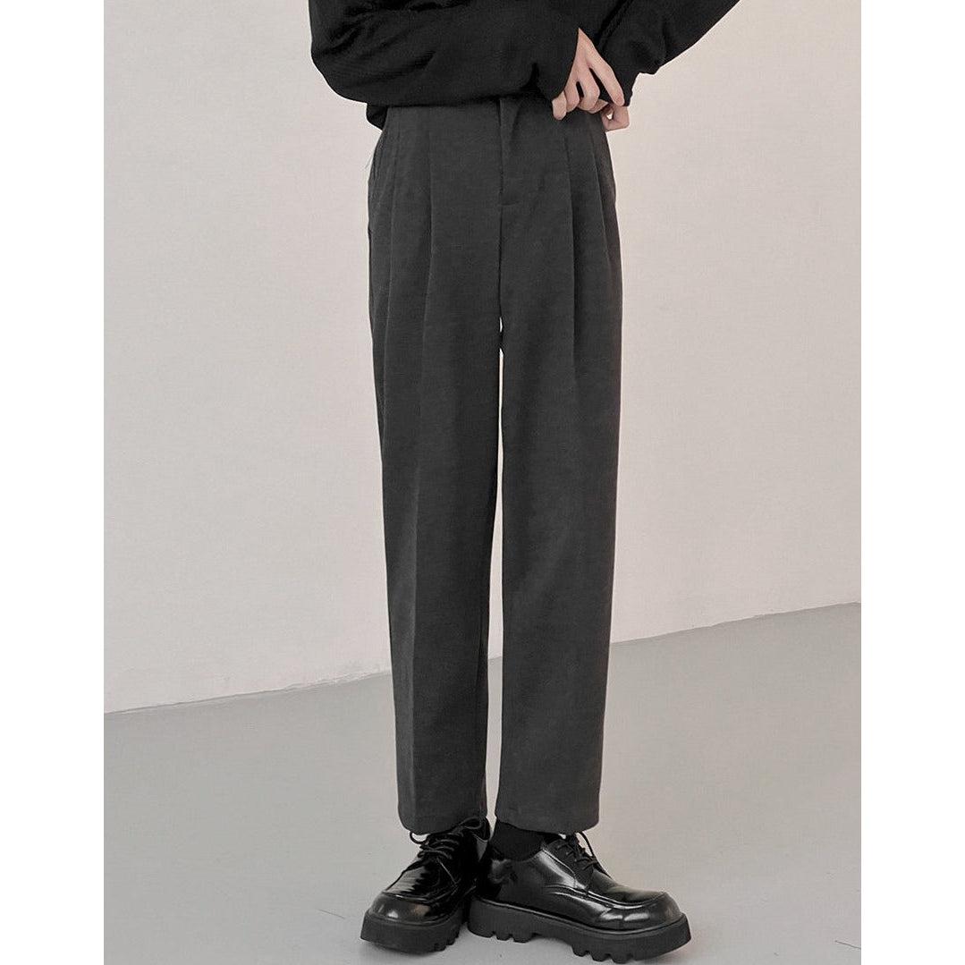 Zhou Slant Pocket Fold Pleated Trousers-korean-fashion-Pants-Zhou's Closet-OH Garments