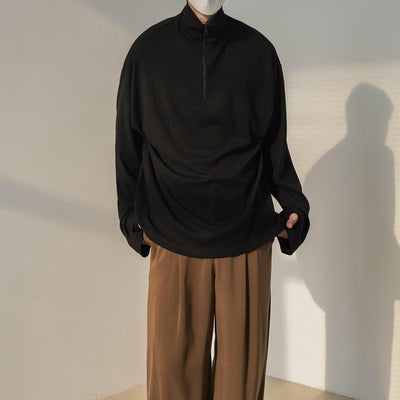 Zhou Slouchy Knitted Half-Zip-korean-fashion-Half-Zip-Zhou's Closet-OH Garments