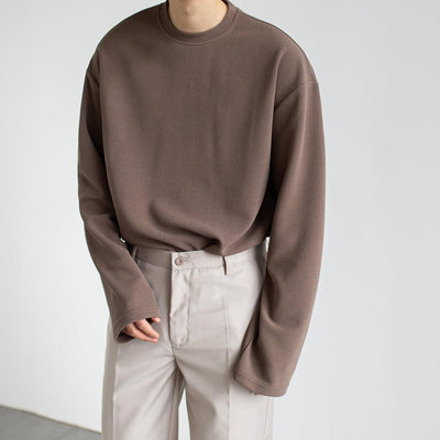 Zhou Solid Basic O-Neck Long Sleeve T-Shirt-korean-fashion-T-Shirt-Zhou's Closet-OH Garments