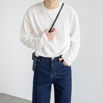 Zhou Solid Basic O-Neck Long Sleeve T-Shirt-korean-fashion-T-Shirt-Zhou's Closet-OH Garments