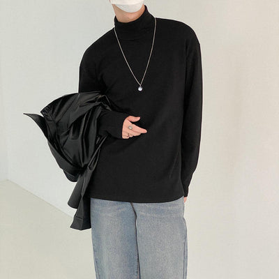 Zhou Split Hem Roll Mockneck-korean-fashion-Turtleneck-Zhou's Closet-OH Garments
