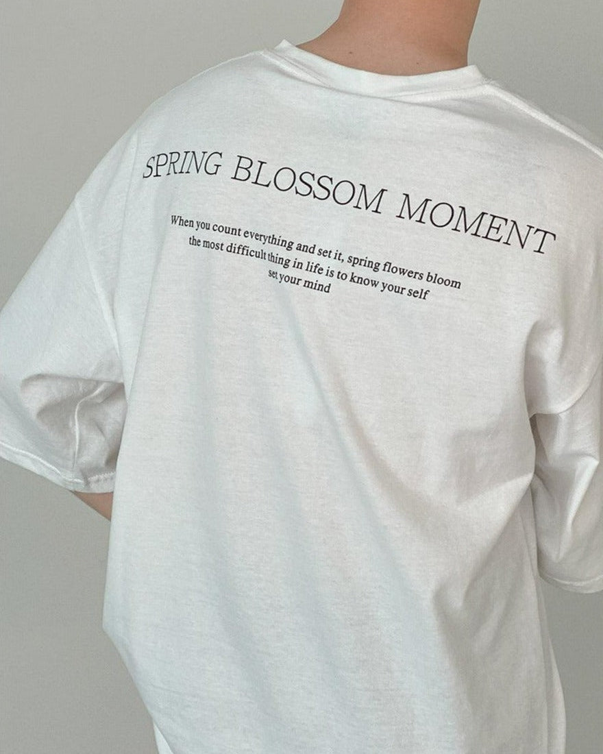Zhou Spring Blossom Text T-Shirt-korean-fashion-T-Shirt-Zhou's Closet-OH Garments
