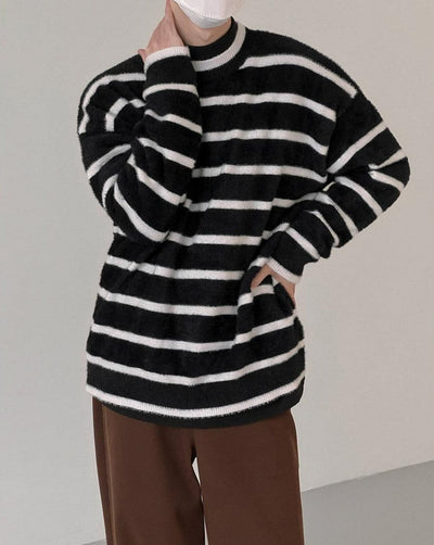 Zhou Striped Knitted Mockneck-korean-fashion-Turtleneck-Zhou's Closet-OH Garments