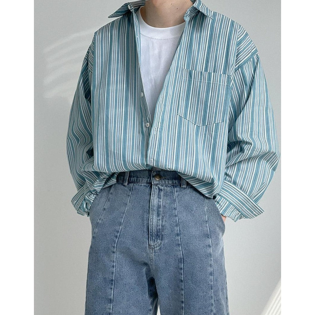 Zhou Stripes Within Stripes Shirt-korean-fashion-Shirt-Zhou's Closet-OH Garments