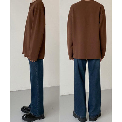 Zhou Textured Long Sleeve Polo-korean-fashion-Polo-Zhou's Closet-OH Garments