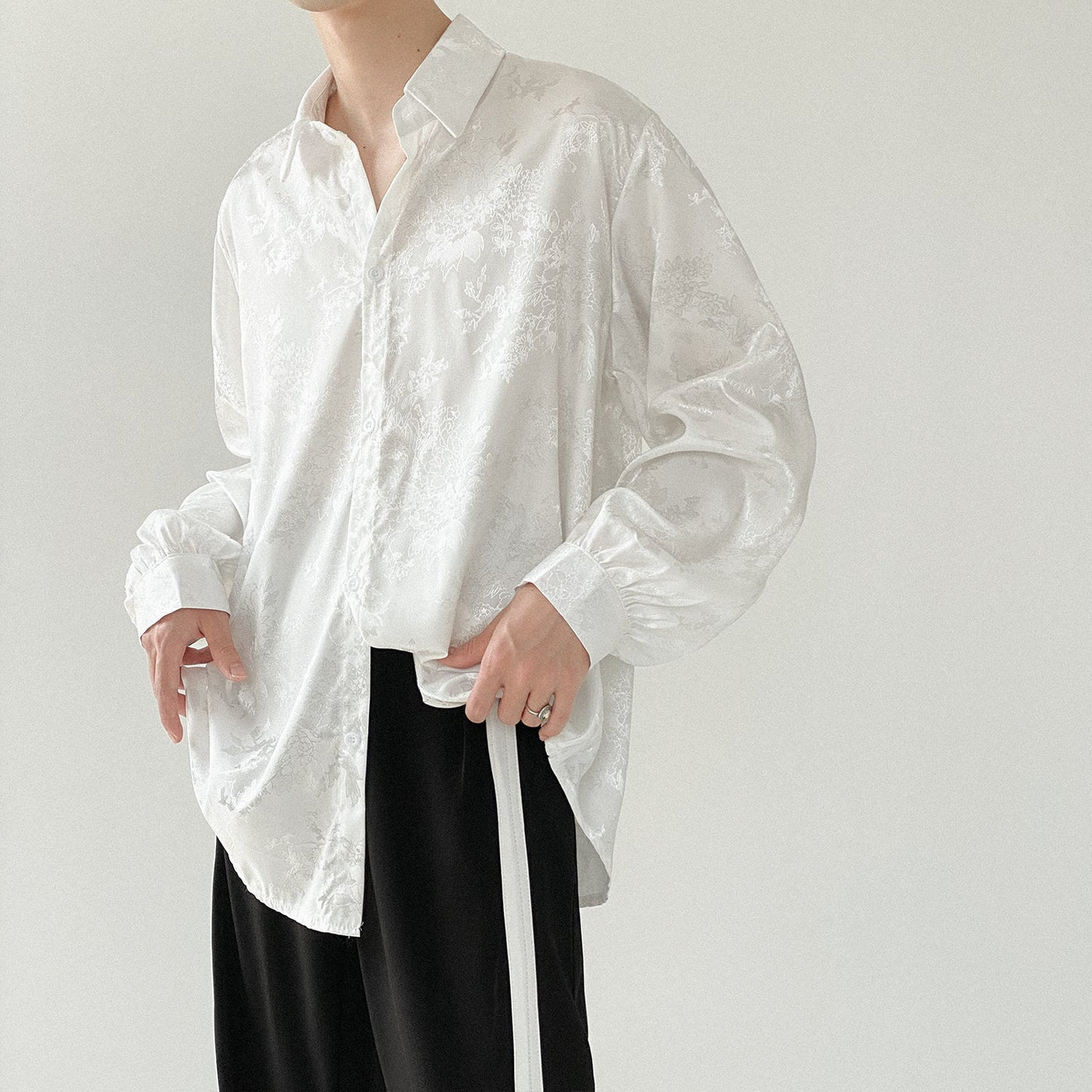 Zhou Vintage Pattern Silk Shirt