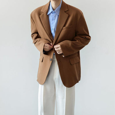 Zhou Vintage Wide Shoulder Blazer-korean-fashion-Blazer-Zhou's Closet-OH Garments
