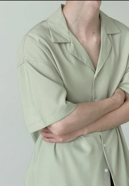Zhou Wide Collar Shirt-korean-fashion-Shirt-Zhou's Closet-OH Garments