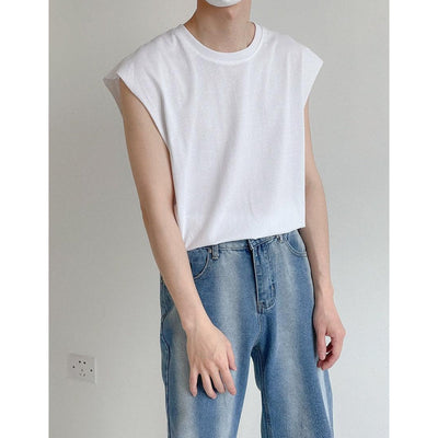 Zhou Wide Shoulder Tank Top-korean-fashion-Tank Top-Zhou's Closet-OH Garments