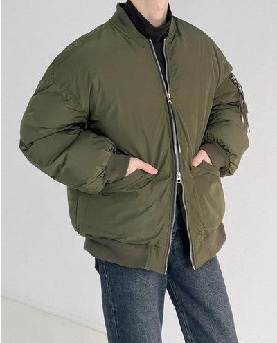 Zhou Zipper Sleeve Zip-Up Puffer Jacket-korean-fashion-Jacket-Zhou's Closet-OH Garments