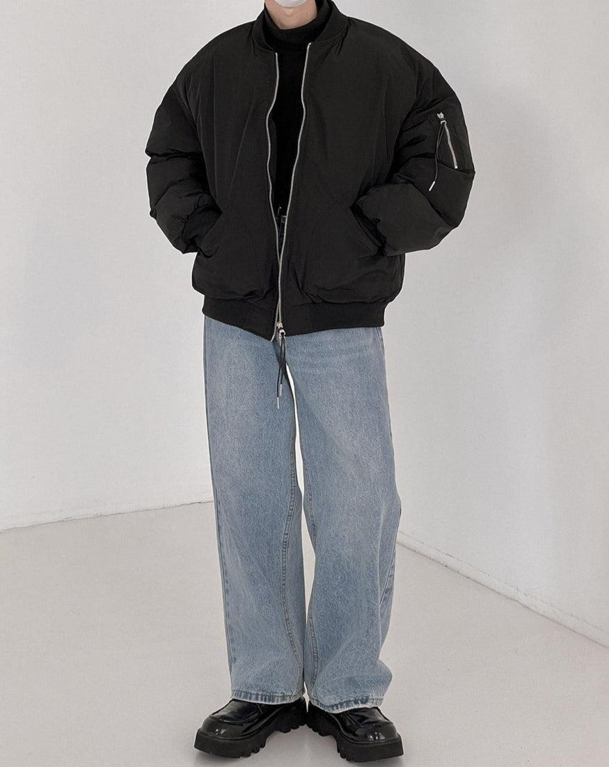 Zhou Zipper Sleeve Zip-Up Puffer Jacket-korean-fashion-Jacket-Zhou's Closet-OH Garments